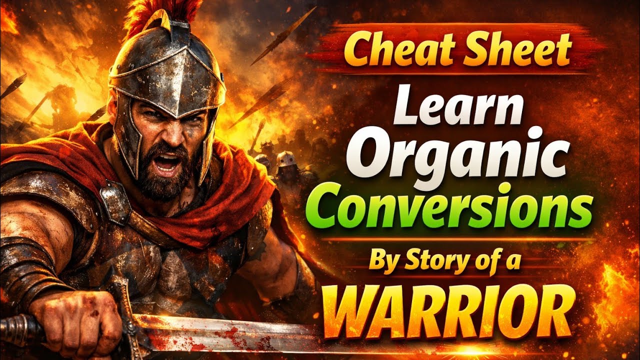 Organic Conversions Cheat Sheet –Learn by Story of a Warrior ⚔️ | Fastest Organic Chemistry Revision