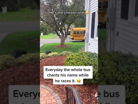 The kids chanting his name to race the bus 😂👏 | #shorts