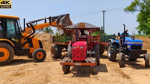 Mahindra 585 tractor fully loaded trolley by JCB 3DX Machine Pulling | Tractor and JCP videos | CFV