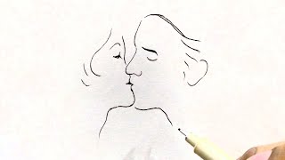 Couple Lips romantic Drawing | Romantic | Girl And Boy Love | By Safi