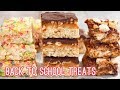 3 No-Bake Rice Krispies Treats: Snicker's, S'mores & Funfetti (Back to School Snacks)