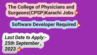 Jobs in Karachi-The College of Physicians and Surgeons(CPSP)-Karachi Jobs 2023