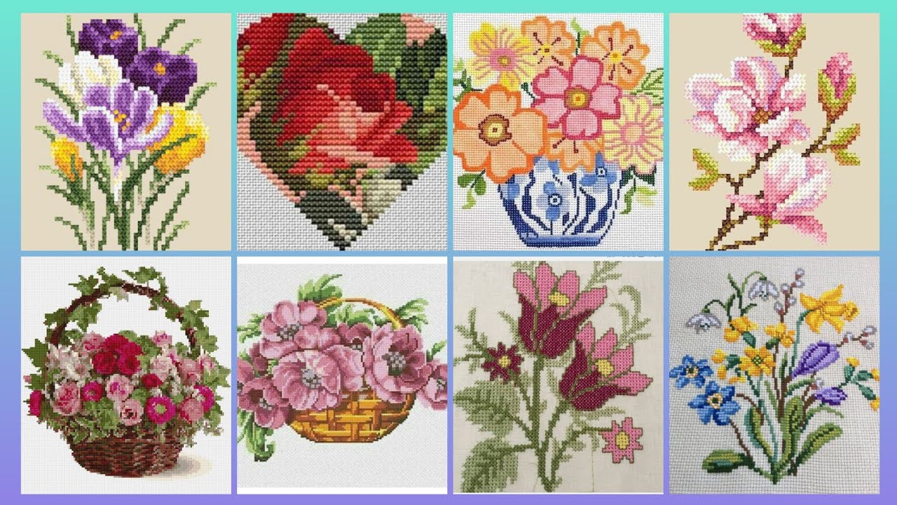 Top 100+ Amazing and Elegant Floral Cross stitch patterns || Charsuti Kerhai Ideas For Everything||