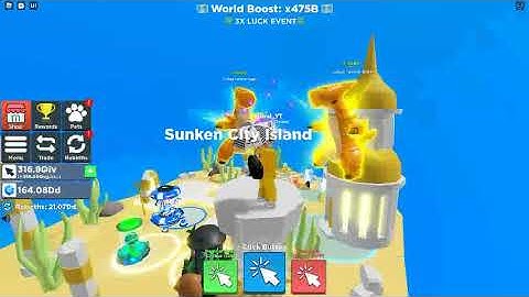 CRAFTING GOLDEN HAMMER SHARK IN ( CLICKER SIMULATOR ) SUNKEN CITY UPDATE