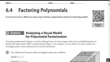Algebra 2 - 6.4 Factoring Polynomials