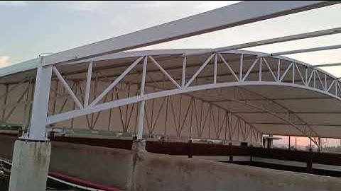 #Tensile Fabric installation #tensile #tensilestructure #tensilearchitecture #tensiledesign #ferrari