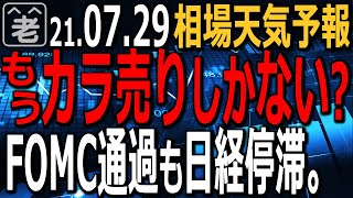 【相場天気予報】アメリカFOMC通過で金利低下。NYダウは調整、ナスは上昇。あいかわらず相場は米強日弱。日経平均は上値が重く停滞。買いから入れる銘柄がない。もうカラ売りしかない？ラジオヤジの相場解説。