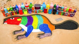 How to make Rainbow American Beaver with Orbeez, Coca Cola bucket, Fanta, Chupa Chups vs Mentos