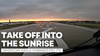American Eagle Embraer ERJ-175 Takeoff (KMKE) Cloudy Morning