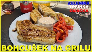 Bohoušek na grilu, zelenina, omáčka #warlocorn