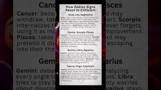 How Zodiac Signs React to Criticism#zodiac #zodiacsigns #gyroscope #astrology #astrologer
