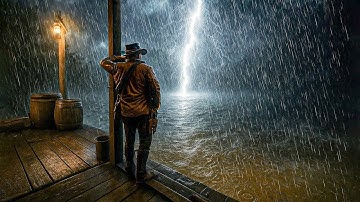 Watching a Relaxing night-time thunderstorm from a Porch  | RDR2 ASMR