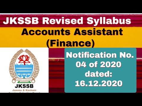 JKSSB Again Revised Syllabus for Finance  Accounts Assistant