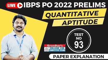 IBPS PO 2022 PRELIMS MOCK TEST NO-93 | QUANTITATIVE APTITUDE PRACTICE SET WITH IMPORTANT QUESTIONS