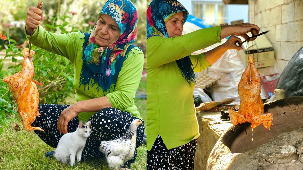 PRATİK LEZZETLİ TANDIRDA KIZARMIŞ PİLİÇ TAVUK YEMEĞİ ???? Köy EVİMİZDE Akşam Yemek Tarifi
