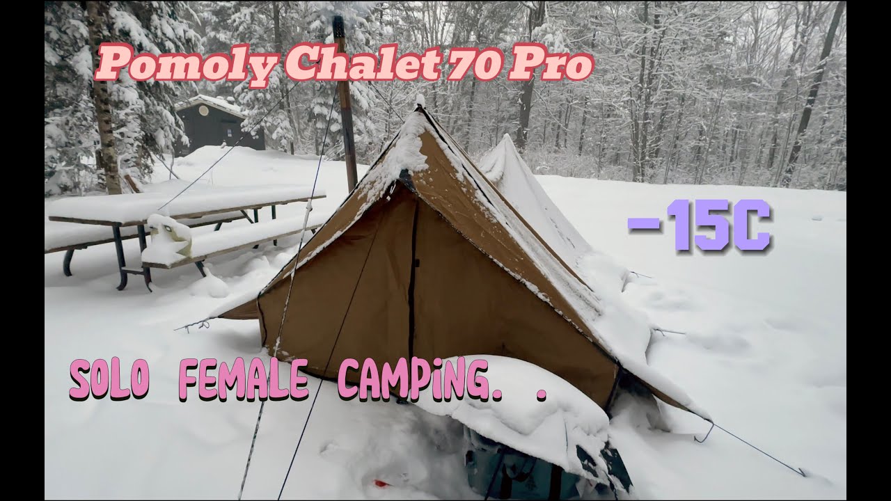 Solo hot tent camping in heavy snow | pomoly chalet 70 pro | arrowhead provincial park
