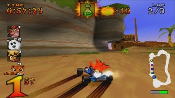Crash Team Racing Gameplay (Playstation 1, PS1, PSX) Crash Cove - Arcade Mode