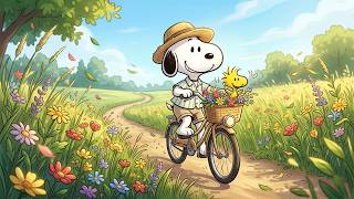 Peaceful Flower Field Ride with Snoopy & Woodstock 🌷 Soft Jazz Music for Relax, Focus, Healing Vibes screenshot 4