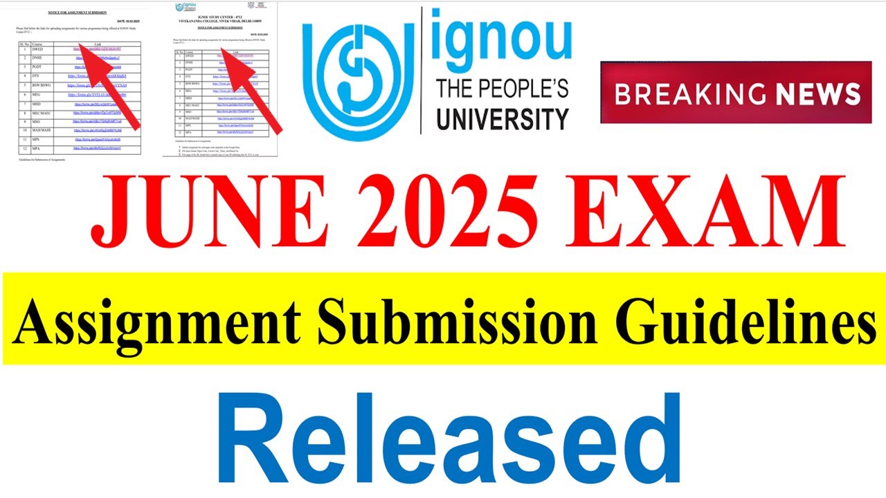 {Breaking News} IGNOU Assignment Submission Guidelines Released For ...