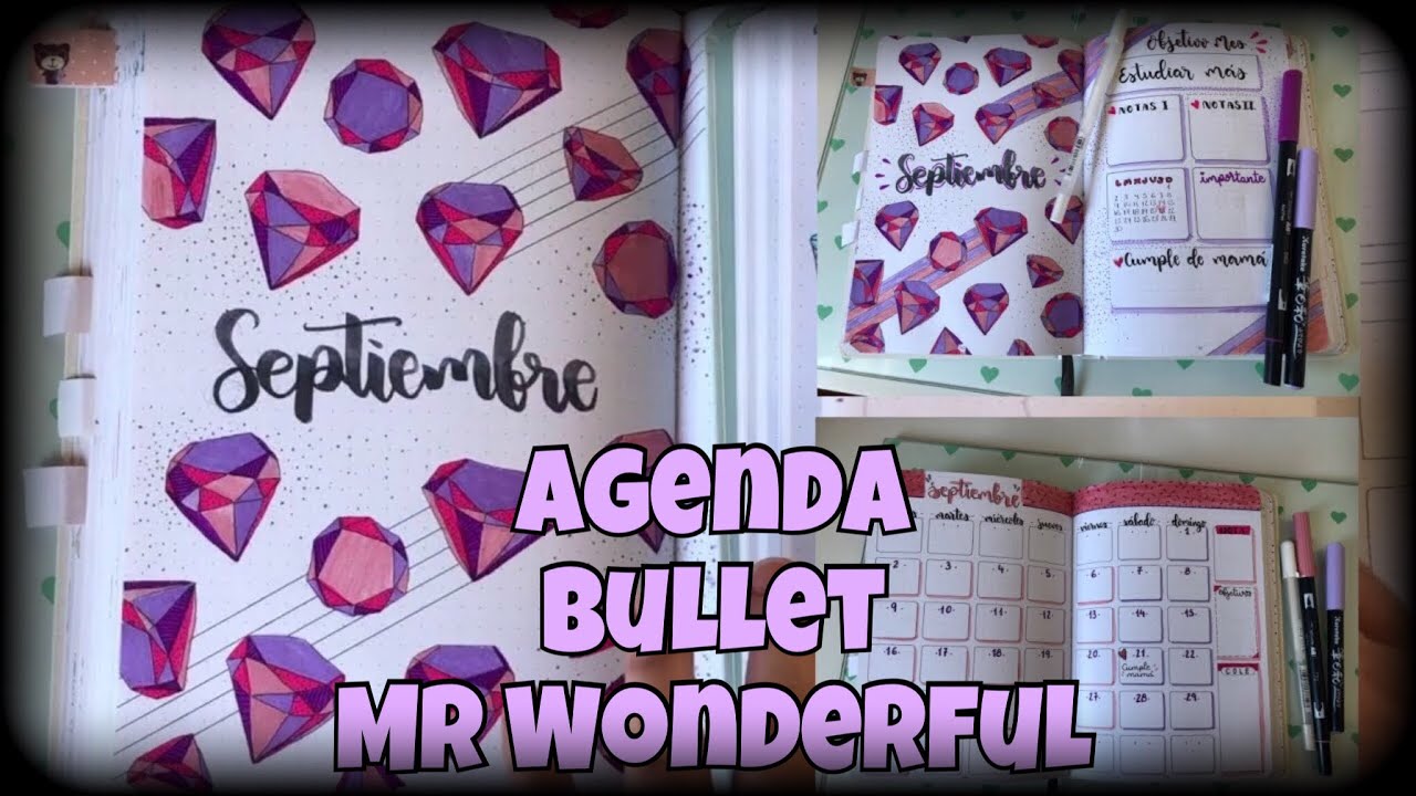 Septiembre en la agenda bullet journal Mr Wonderful 2020 free fonts