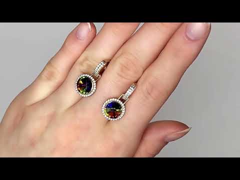 Сережки з кристалами Swarovski 53411 розмір 22х11 мм колір вулканічний кристал вага 3.5 г позолота 18К, видео 1