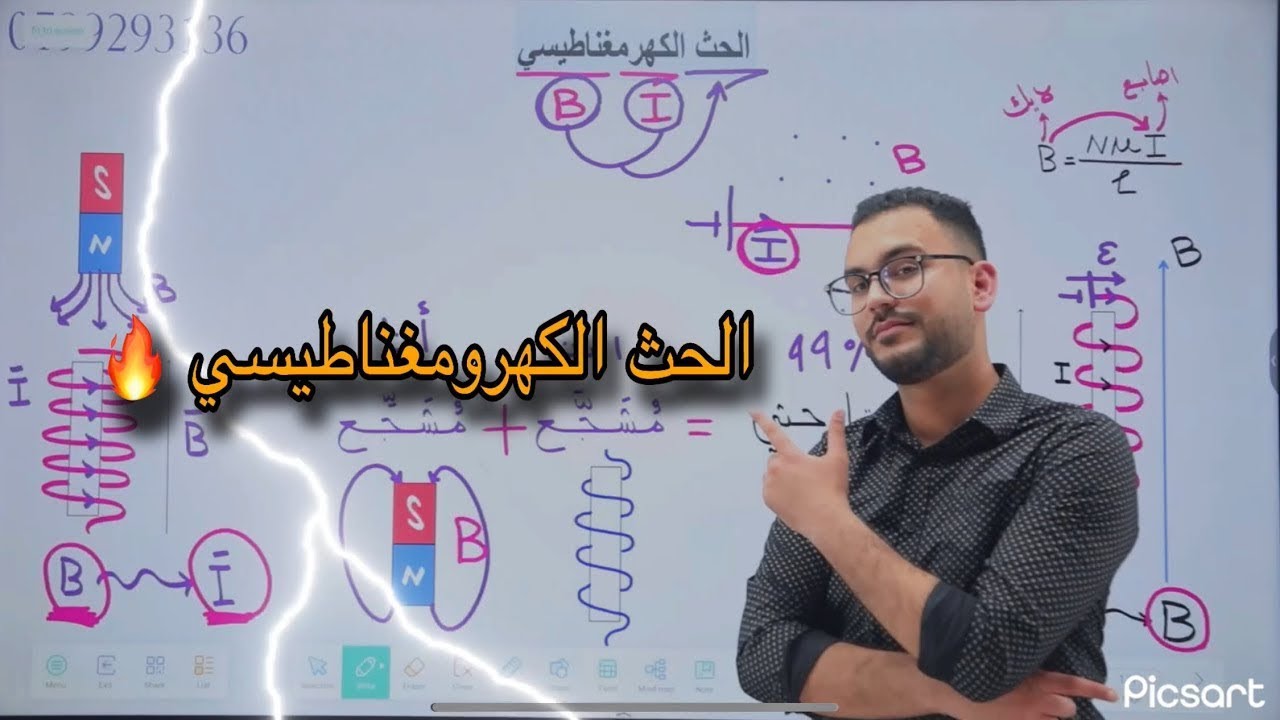 فيزياء 2007 | الحصة الاولى فصل ثاني | مفهوم الحث الكهرمغناطيسي و التدفق المغناطيسي | زيد البشتاوي