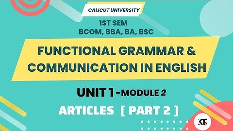 Calicut University |1st sem |Functional Grammar |2nd module| 1st unit| ARTICLES |Exercises |