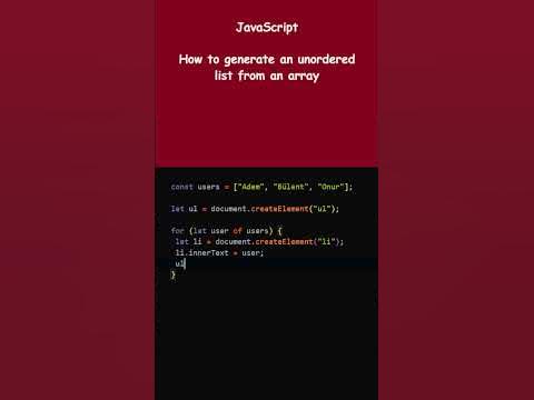 JavaScript: How to generate an unordered list from an array? - YouTube