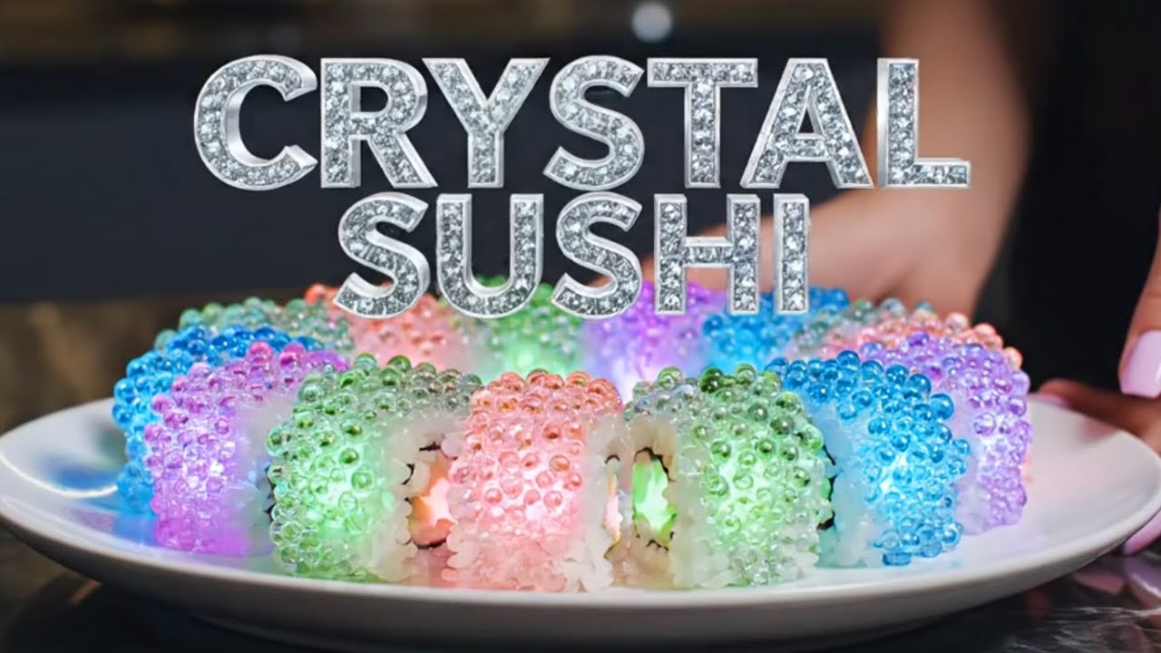 ASMR Glass Cooking | Crystal Salmon Sushi (Satisfying)