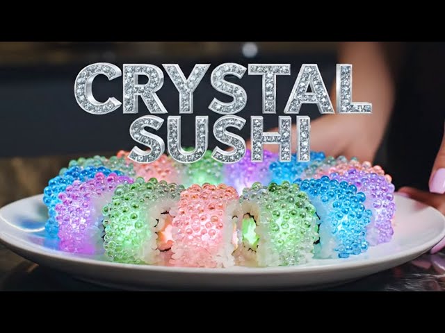 ASMR Glass Cooking | Crystal Salmon Sushi (Satisfying)