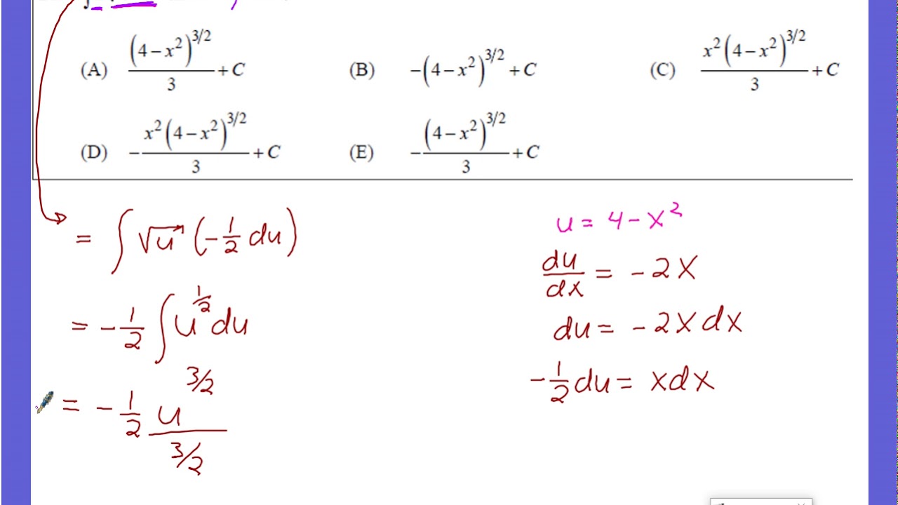 Unit 5 WS C MCQ s Int Algebra, UnitCirc, U Sub 28 Jan 2019 #2 - YouTube