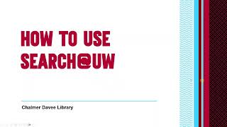 How to Use Search@UW Tutorial