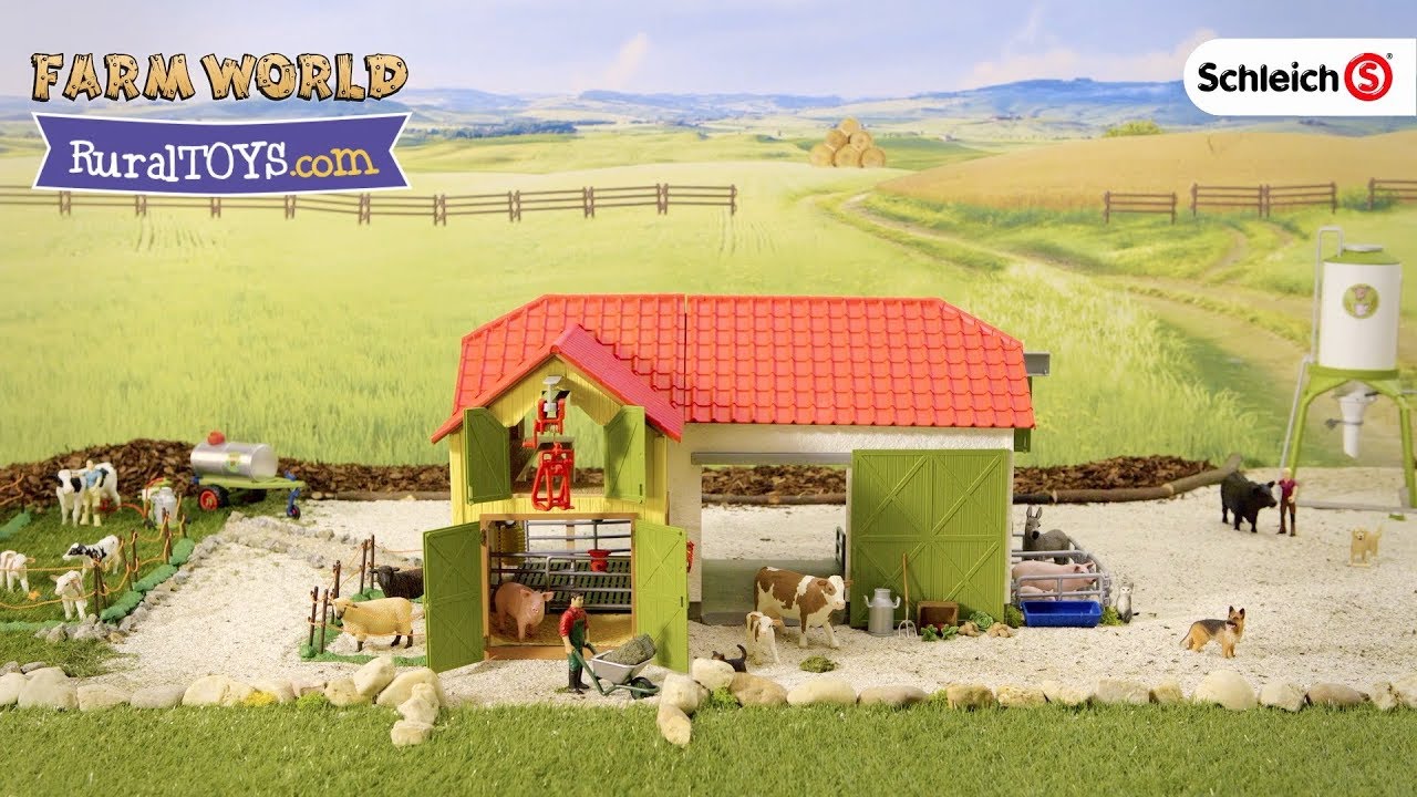 Granja de juguete con granjeros y animales. Schleich.