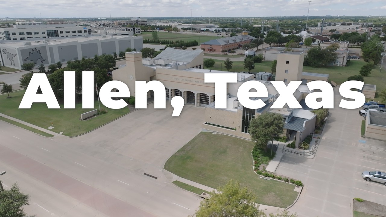 Allen Texas Fire Station Central – Aerial View with Truck Moving Left