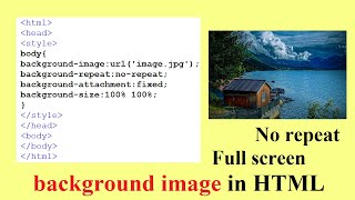 No repeat full screen background image in html  | How to add full screen background image