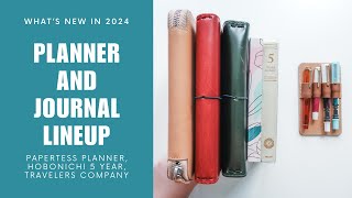 What I&#39;m Using in 2024 || Planner &amp; Journal Lineup | Papertess B6, Hobonichi 5 Year, Travelers Co