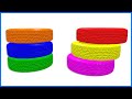 Color Names in English with Car Tyres in Spirals for Kindergarten Homeschool - Colours Cartoon