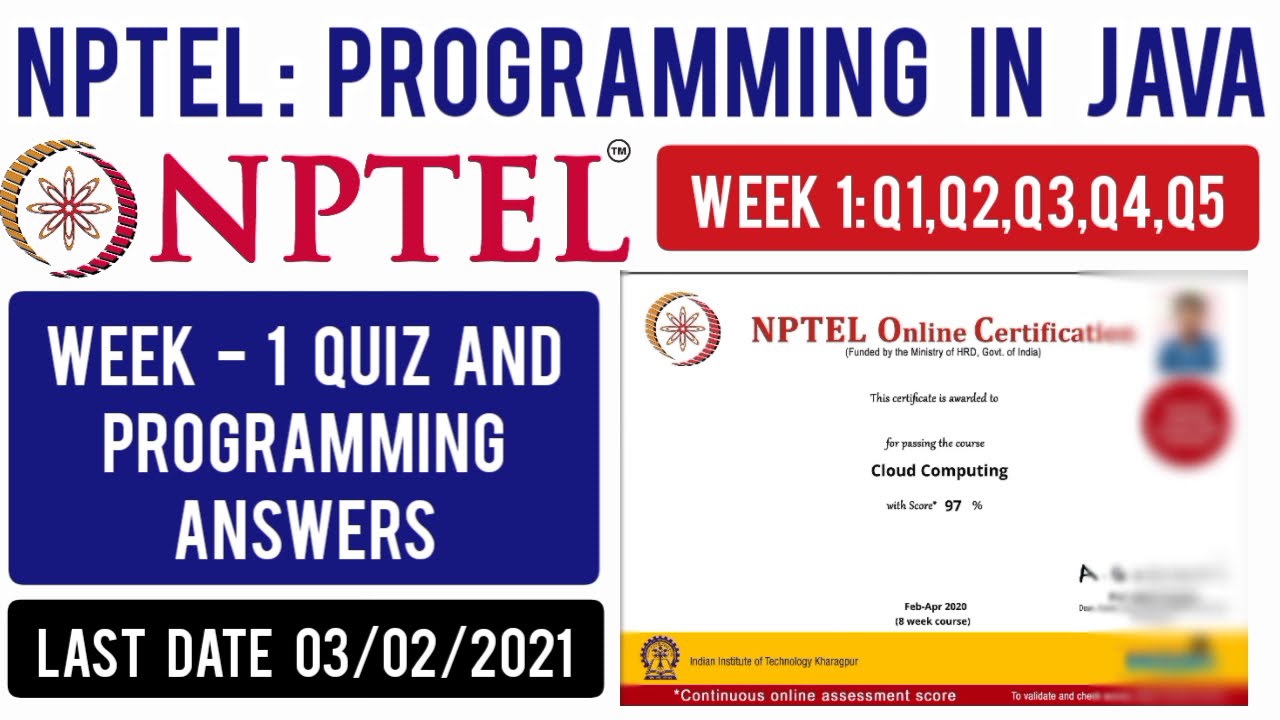 nptel week 1 assignment answers java