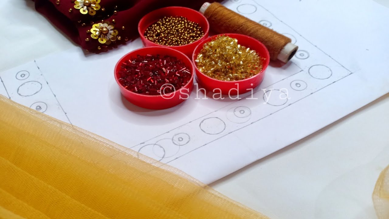Very easy hand embroidery beadwork sequins work with normal needle ...