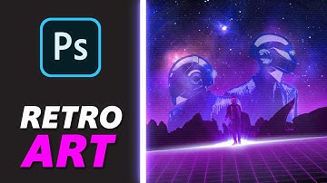How to make Retro Art in Photoshop | Making Daft Punk Tribute Poster | Synthwave 80