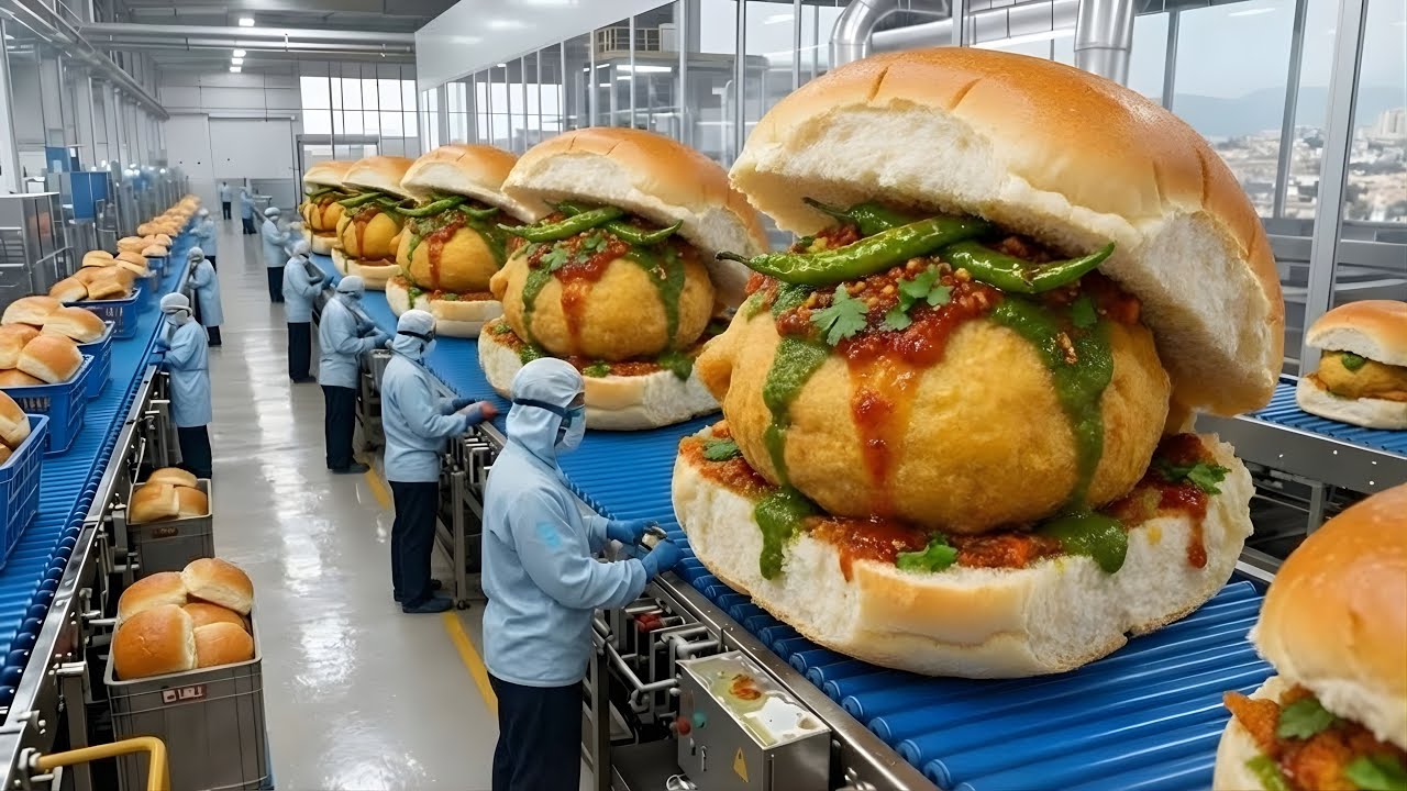 Inside a Modern Vada Pav Factory: From Raw Ingredients to Spicy Street-Style Vada Pav (Full Process)