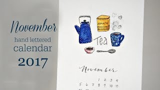 Full Hand Lettered Calendar Page November 2017 Guide