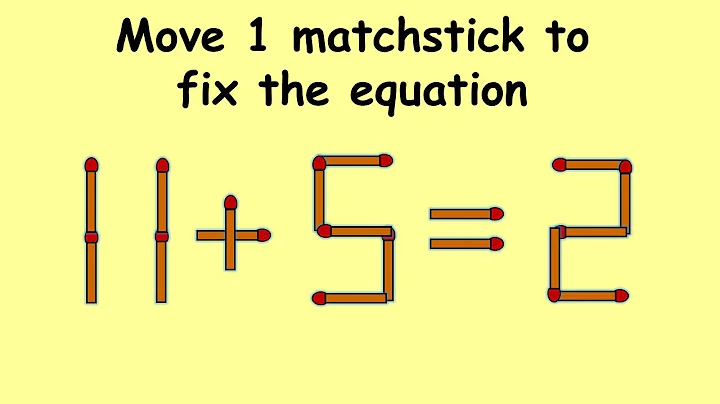 11+5=2 turn this wrong equation into correct | Match stick puzzle #332  | Puzzles with Answer