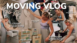 MOVING VLOG #4: unpacking my clothes, organizing my closet, bathroom unpacking & organizing