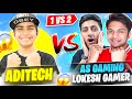Aditech vs lokesh gamer  as gaming   1 vs 2    intence clash battle  garena free fire
