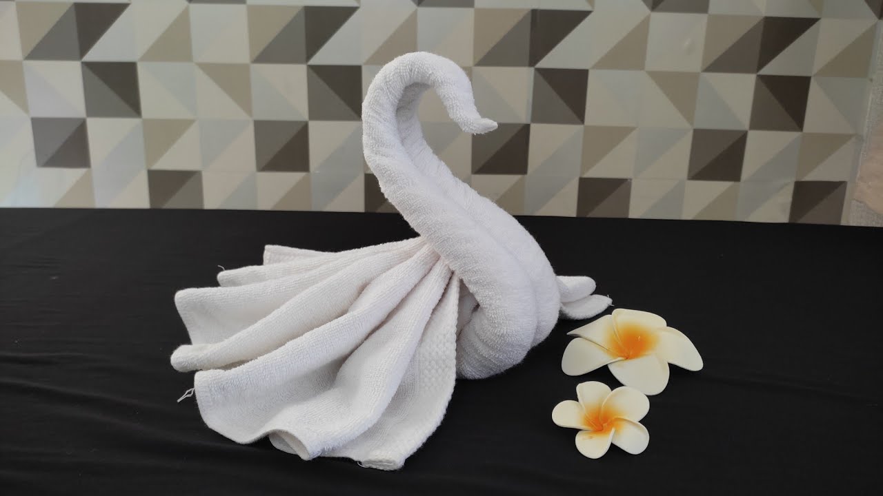 towel folding | how to make a swan out of a towel | towel art - YouTube