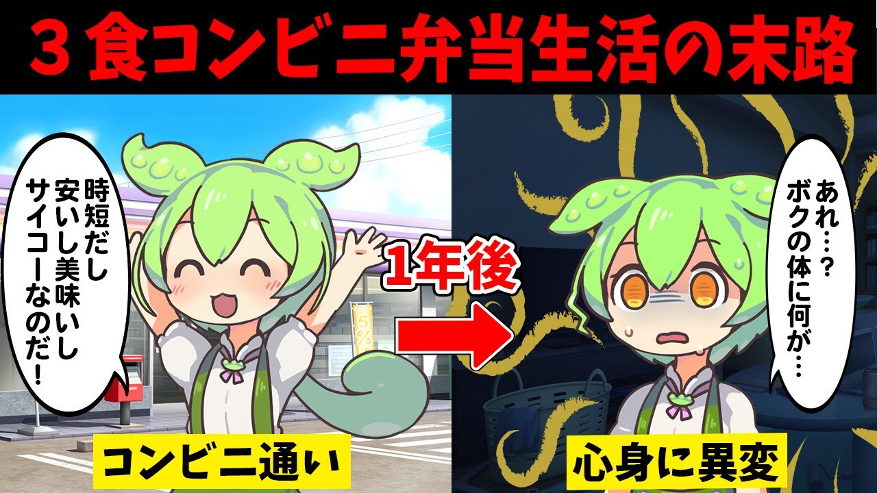 コンビニ弁当を毎日食べ続けたずんだもんの末路【ずんだもん闇解説】