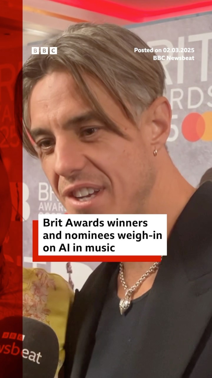 Musicians at the Brit Awards were asked what they think about using AI in music. #AI #BBCNews
