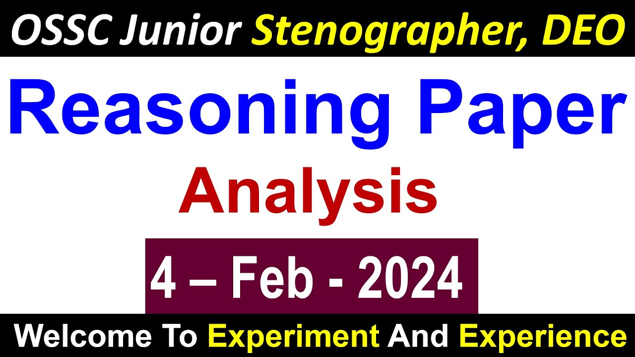 OSSC Stenographer Reasoning Analysis | #ossc #osscexam