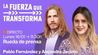 Rueda de prensa de Pablo Fernández y Alejandra Jacinto
